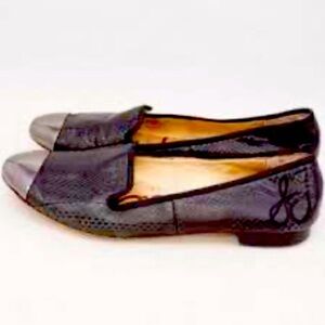 Sam Edelman Shoes Flats snake leather print Black mirrored metal cap toe Size 8